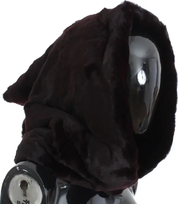 Purple Weasel Fur Crochet Hood Scarf Hat