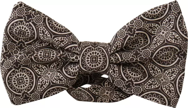 Black white 100% Silk Adjustable Neck Papillon Tie