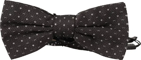 Gray Polka Dot 100% Silk Neck Papillon Tie