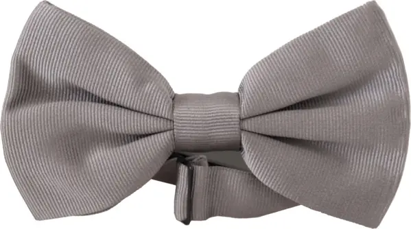 Gray 100% Silk Adjustable Neck Papillon Tie