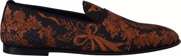 Blue Rust Floral Slippers Loafers Shoes
