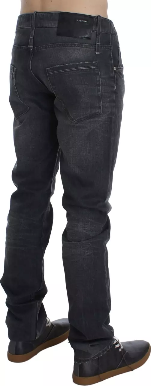 Gray Cotton Regular Low Fit Jeans