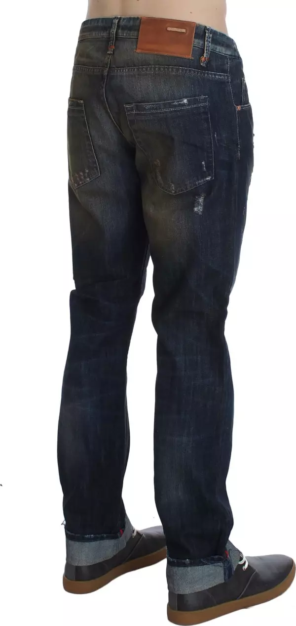 Blue Wash Cotton Regular Straight Fit Jeans