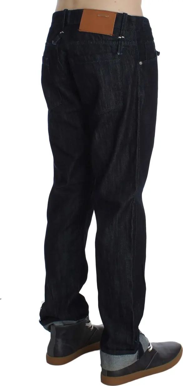 Blue Cotton Regular Straight Fit Jeans