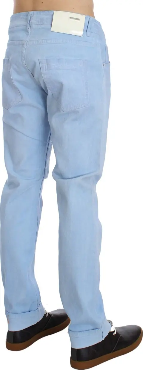 Blue Cotton Stretch Low Waist Fit Jeans