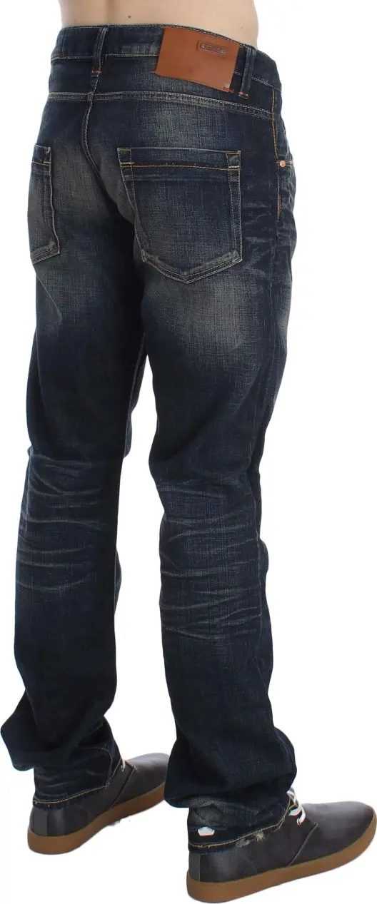 Blue Wash Straight Fit Low Waist Jeans