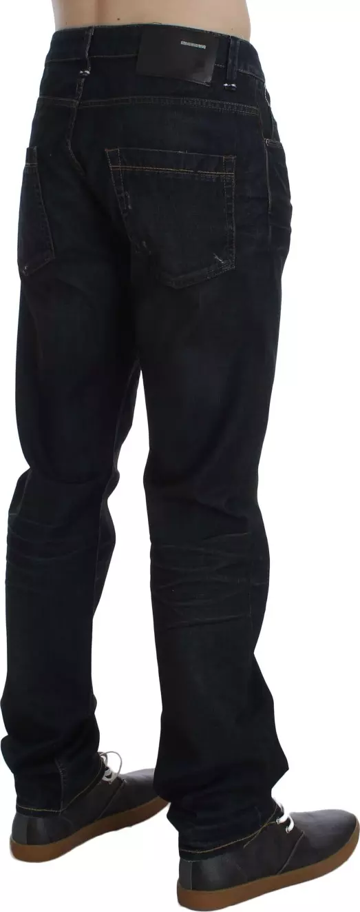 Blue Wash Cotton Denim Straight Fit Jeans