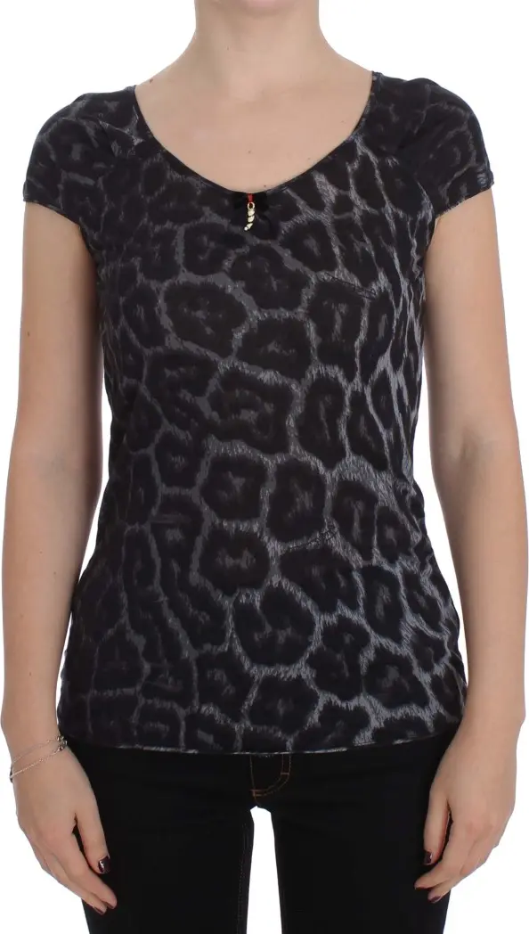 Gray Leopard Modal T-Shirt Blouse Top