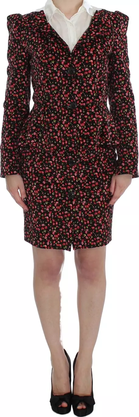 Black Multicolor Floral Suit