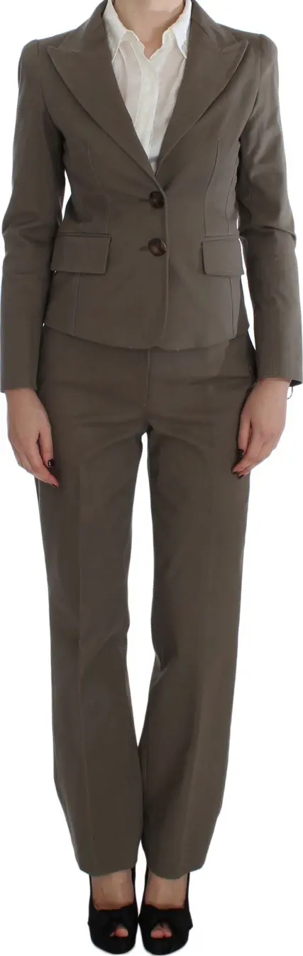 Beige Wool Cotton Suit