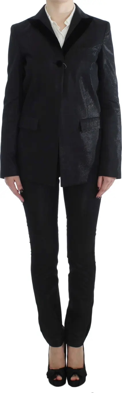 Black One Button Three Piece Suit