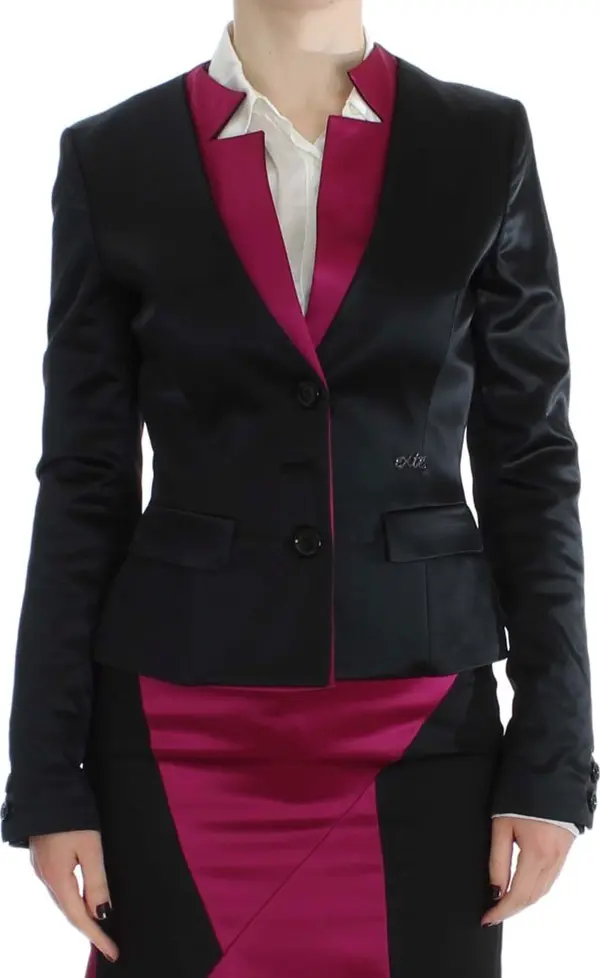 Black Pink Stretch Blazer Jacket