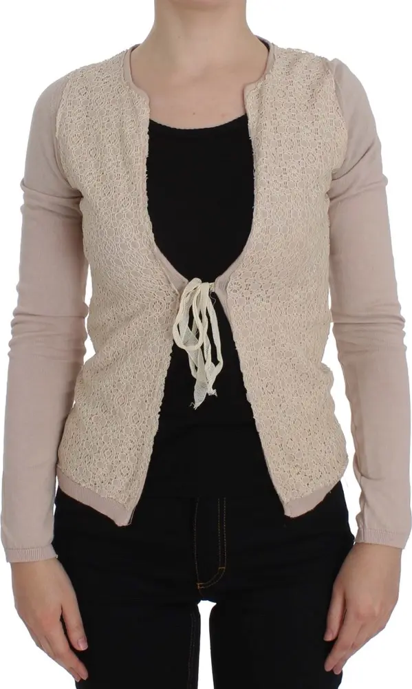 Pink Floral Lace Wrap Sweater