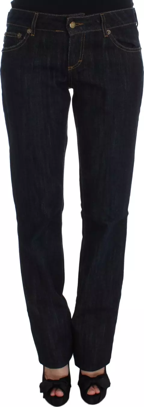 Blue Cotton Straight Fit Stretch Jeans
