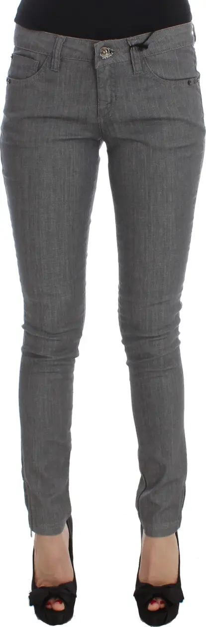 Gray Cotton Blend Slim Fit Jeans