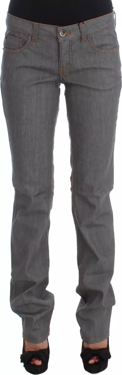 Gray Cotton Regular Fit Denim Jeans