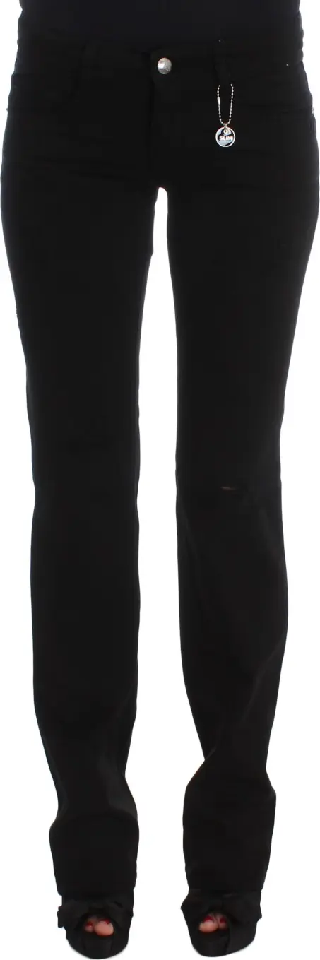 Black Cotton Slim Fit Bootcut Jeans
