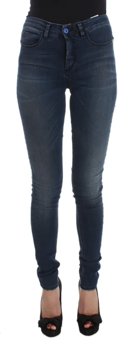 Blue Cotton Blend Slim Fit Jeans