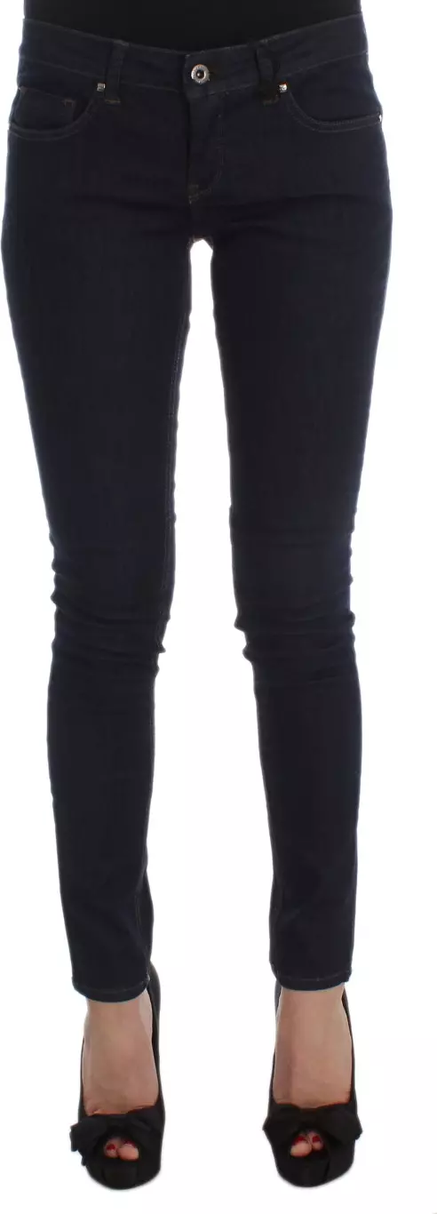 Blue Cotton Blend Slim Fit Jeans