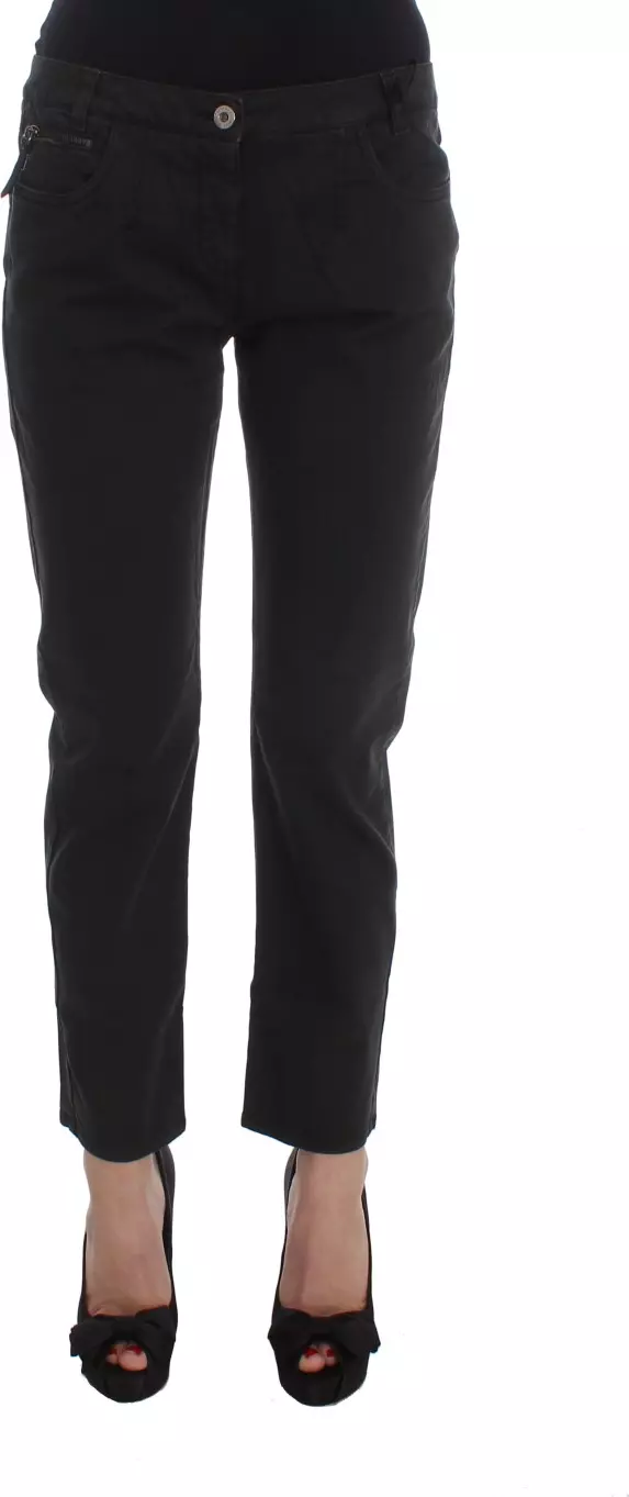 Black Cotton Capri Cropped Denim Jeans