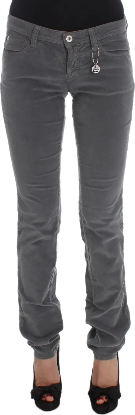 Gray Cotton Super Slim Corduroys Jeans