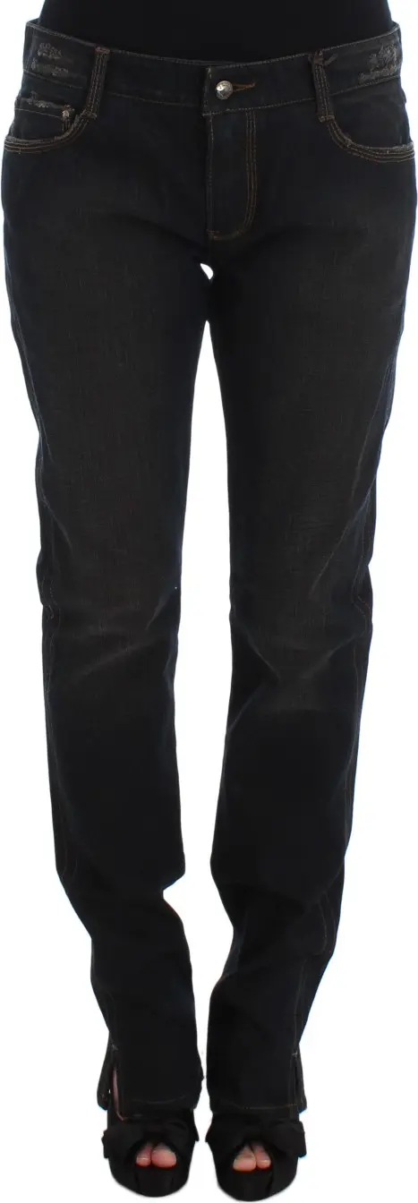 Blue Wash Cotton Boyfriend Jeans