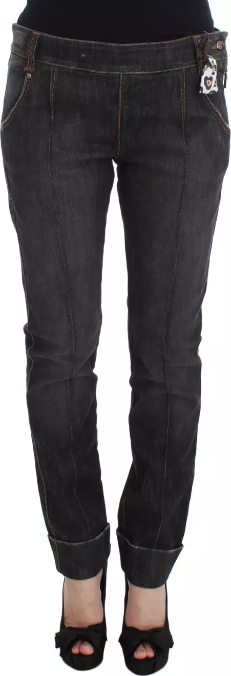 Gray Cotton Slim Fit Denim Jeans