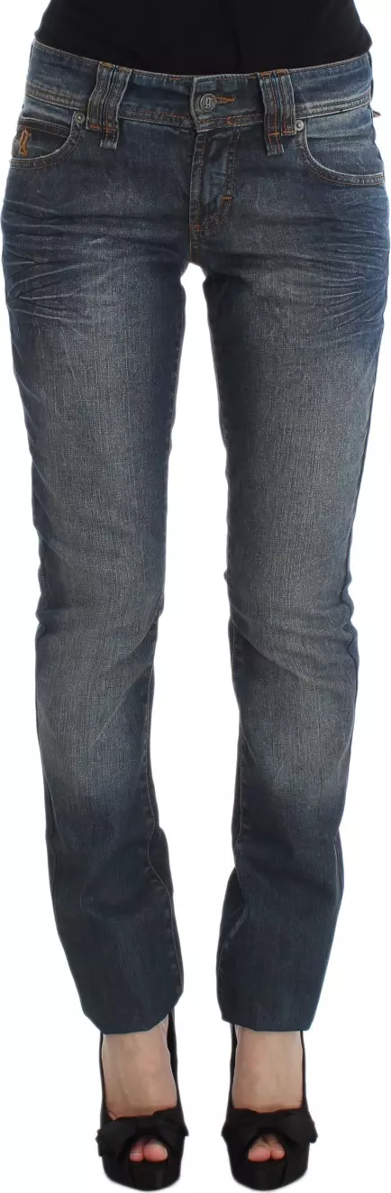 Blue Wash Cotton Blend Slim Fit Jeans