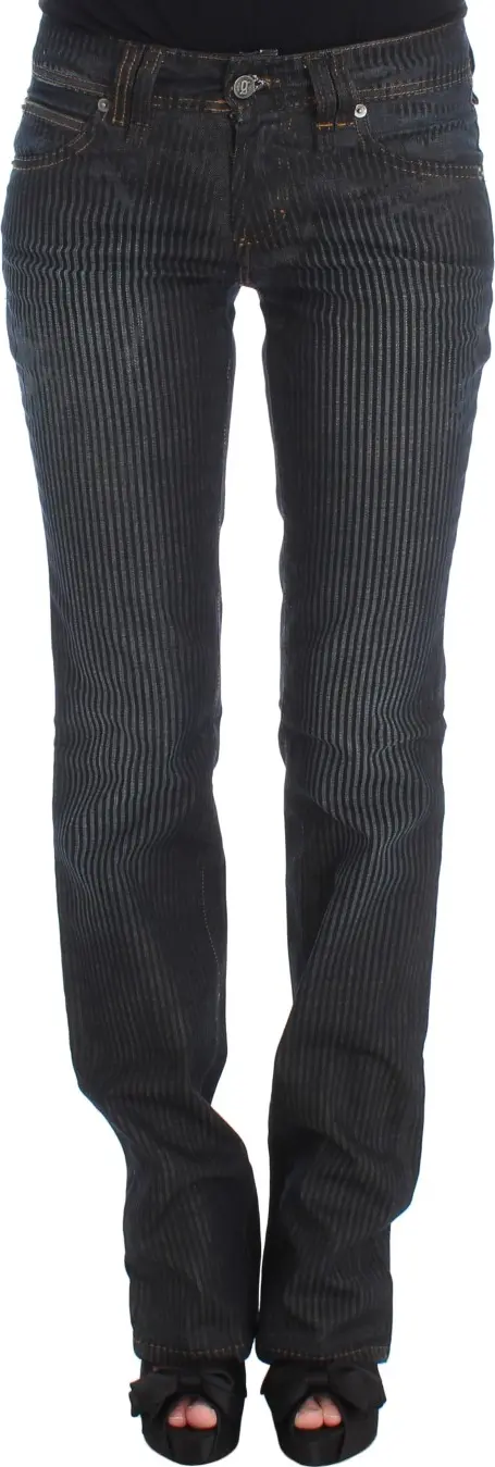 Blue Wash Cotton Blend Slim Fit Bootcut Jeans