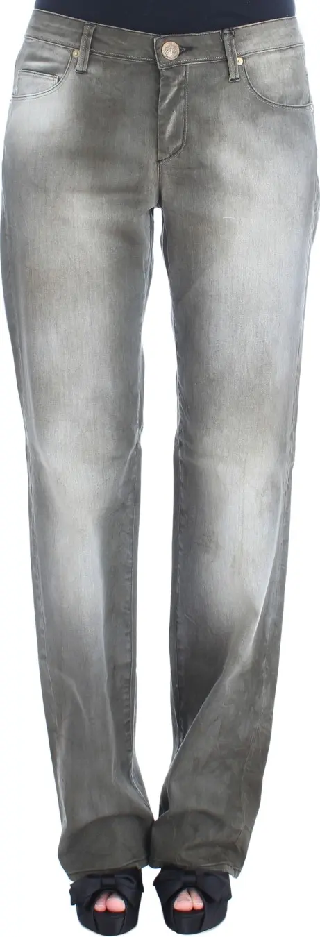 Gray Cotton Blend Loose Fit Boyfriend Jeans