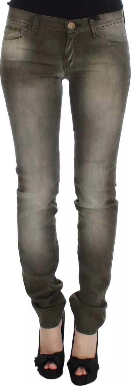Gray Wash Cotton Blend Slim Fit Jeans