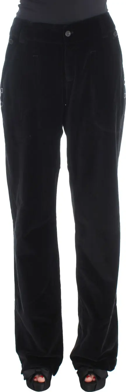 Black Velvet Cotton Straight Legs Pants