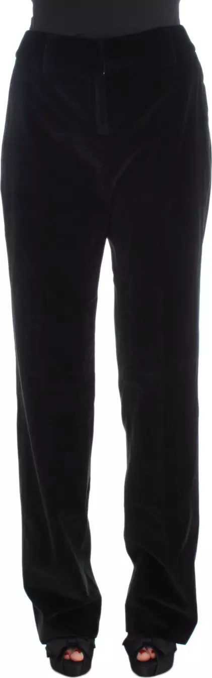 Black Velvet Cotton Straight Legs Pants