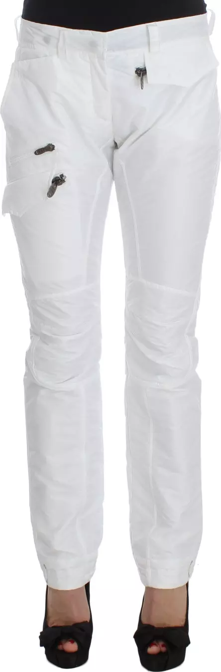 White Nylon Padded Slim Fit Cargo Pants