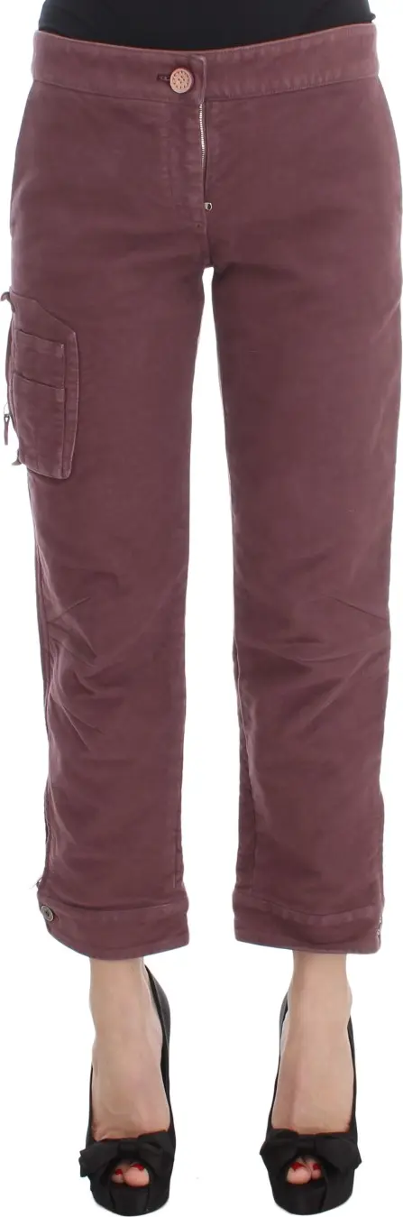 Bordeaux Cotton Cropped Cargo Pants