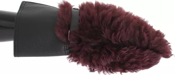 Black Leather Bordeaux Shearling Gloves