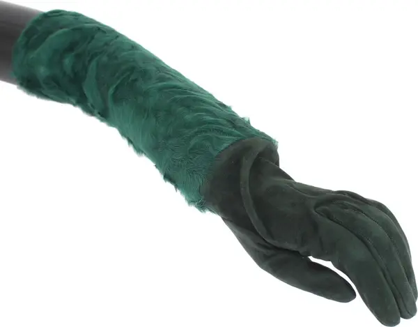 Green Leather Xiangao Fur Elbow Gloves