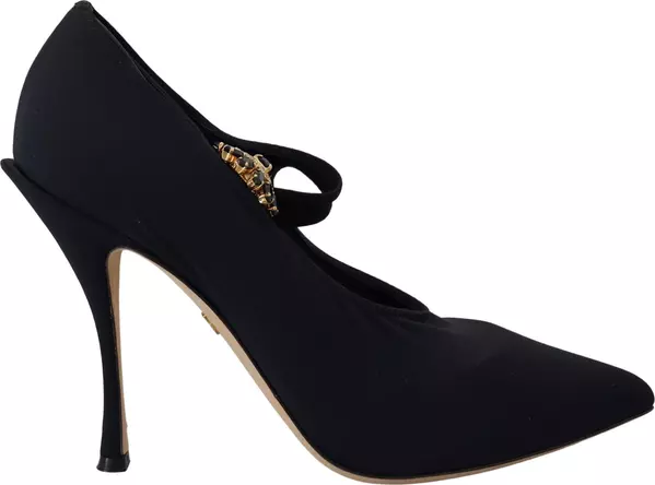 Black Socks Stretch Crystal Pumps Shoes