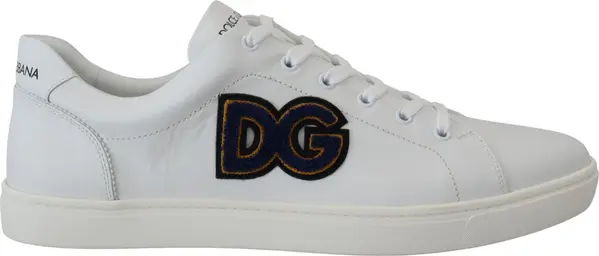 White Leather DG Logo Casual Sneakers Shoes