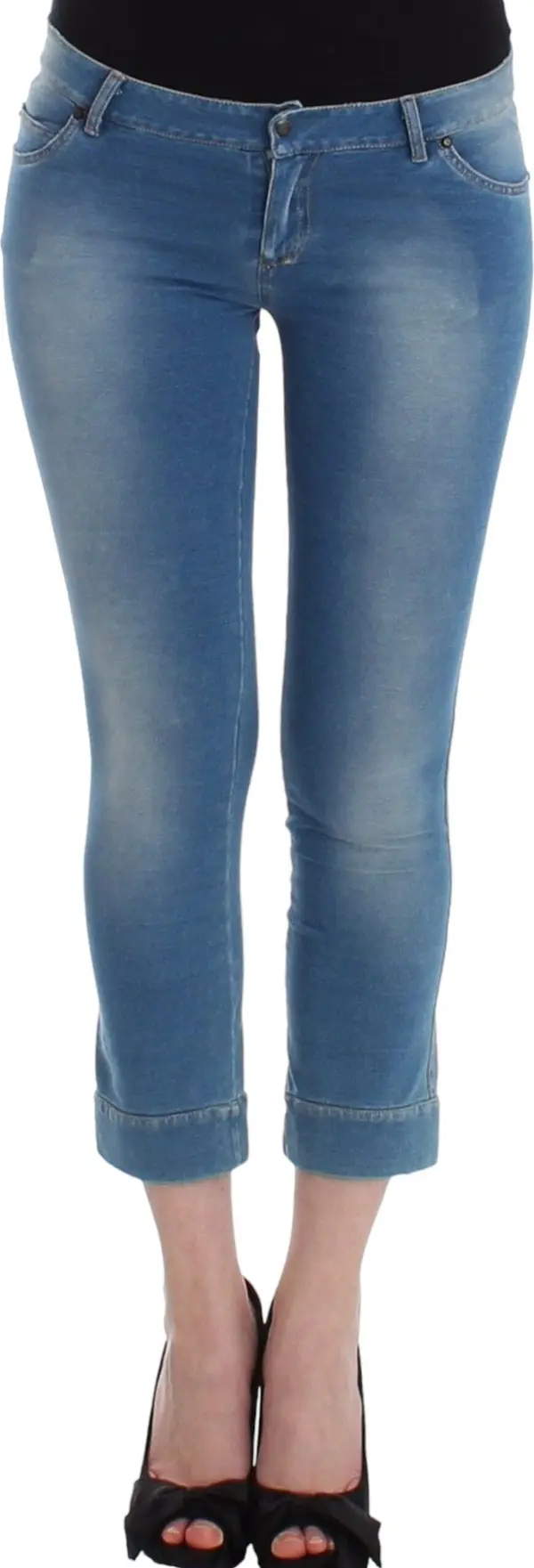 Beachwear Blue Jeans Capri Pants Cropped