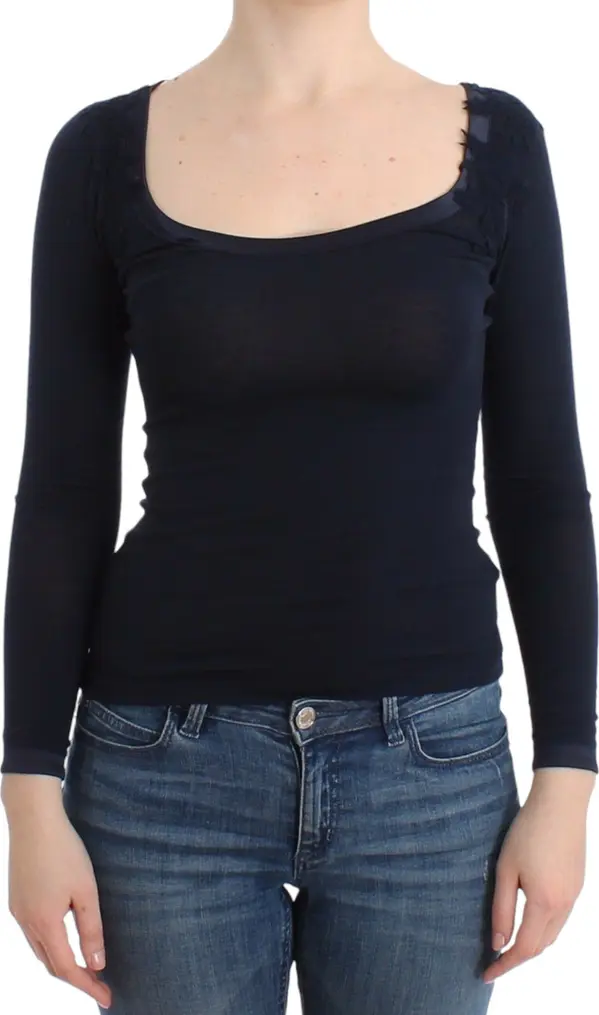 Lingerie Blue Top Blouse Jumper Lace Rayon