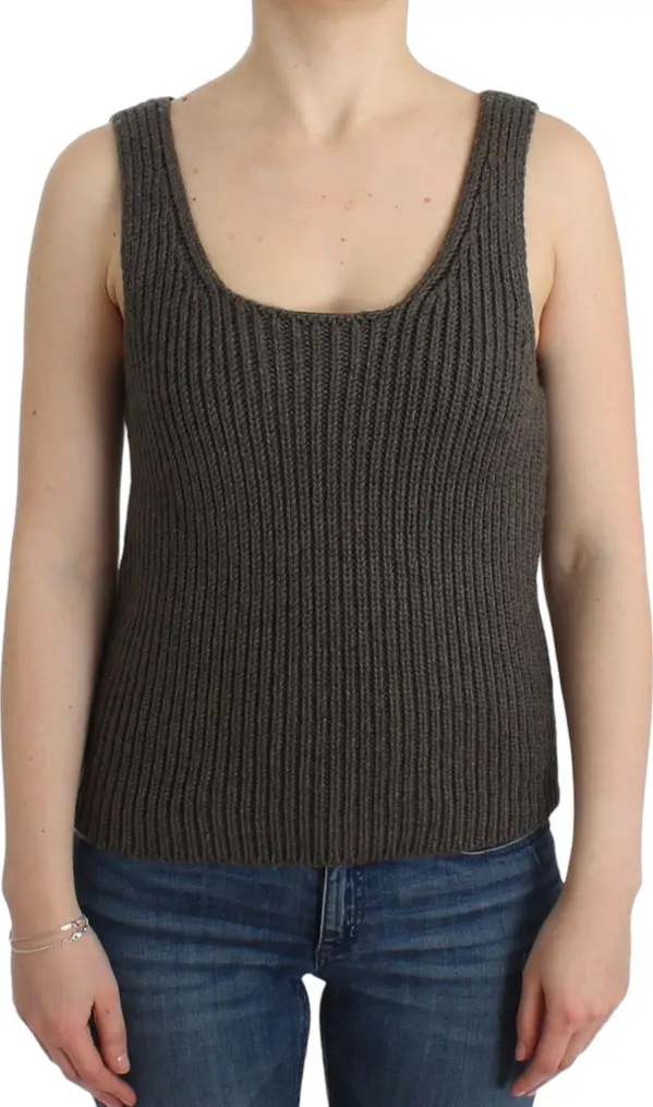 Gray Knit Top Knitted Sweater Merino Wool