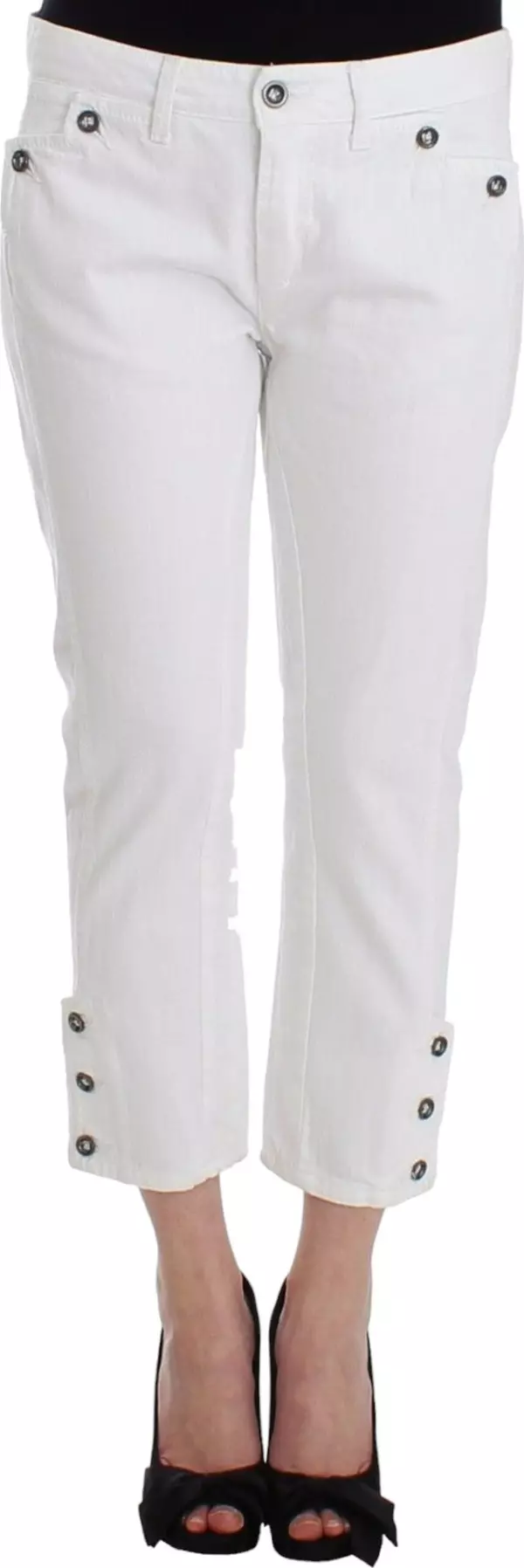 White Cropped Jeans Denim Pants Branded Capri