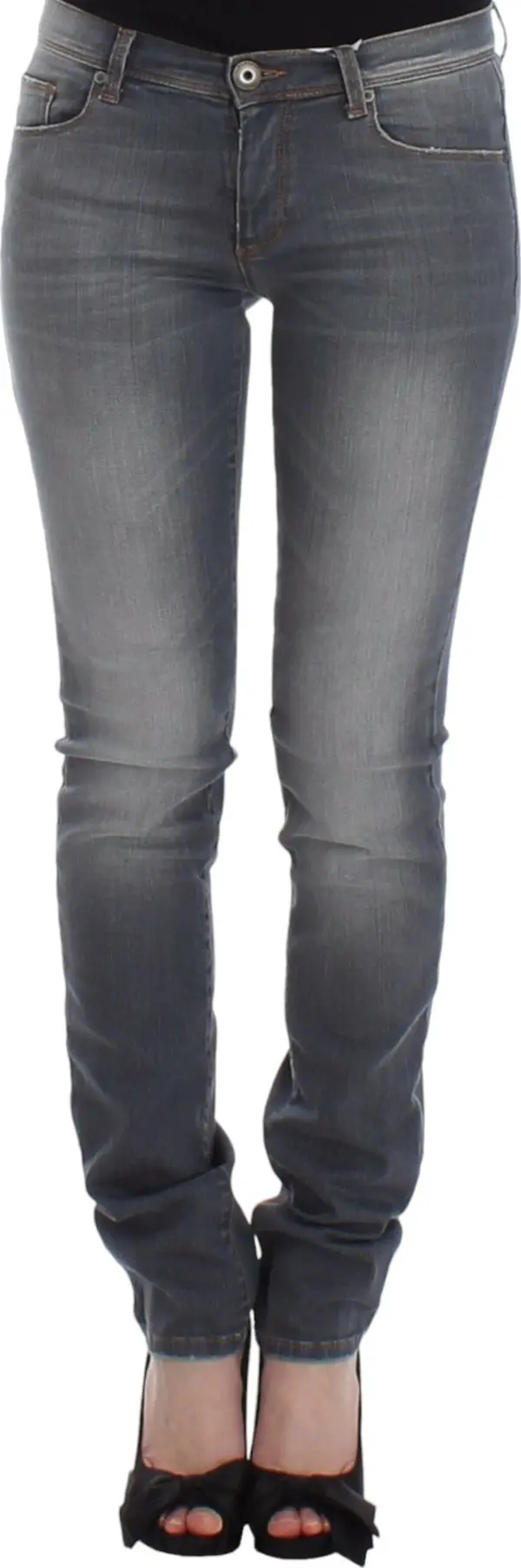 Gray Slim Jeans Denim Pants Skinny Leg Stretch