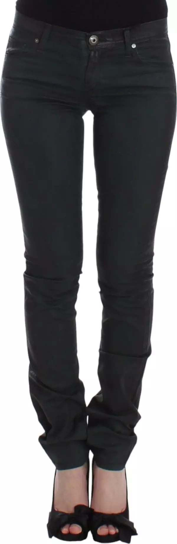 Green Slim Jeans Denim Pants Straight Leg Stretch
