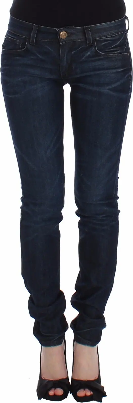 Blue Slim Jeans Denim Pants Skinny Leg Stretch