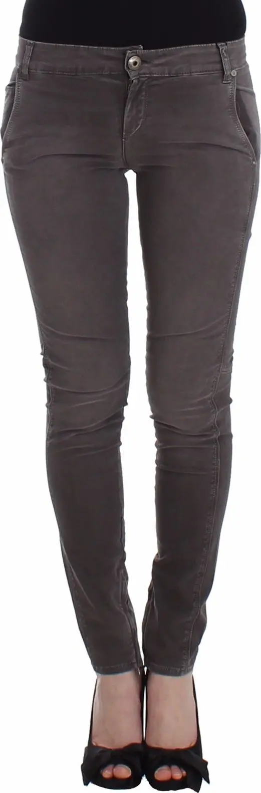 Gray Slim Jeans Denim Pants Skinny Leg Stretch