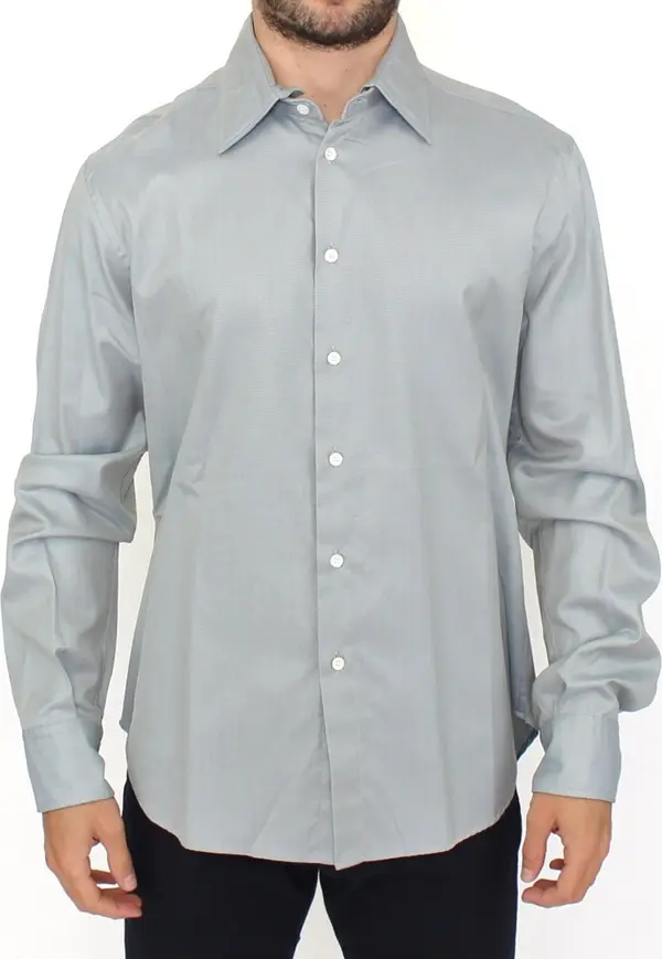 Gray Cotton Long Sleeve Casual Shirt Top