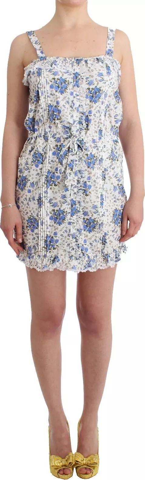 Beachwear Blue Floral Beach Mini Dress Short