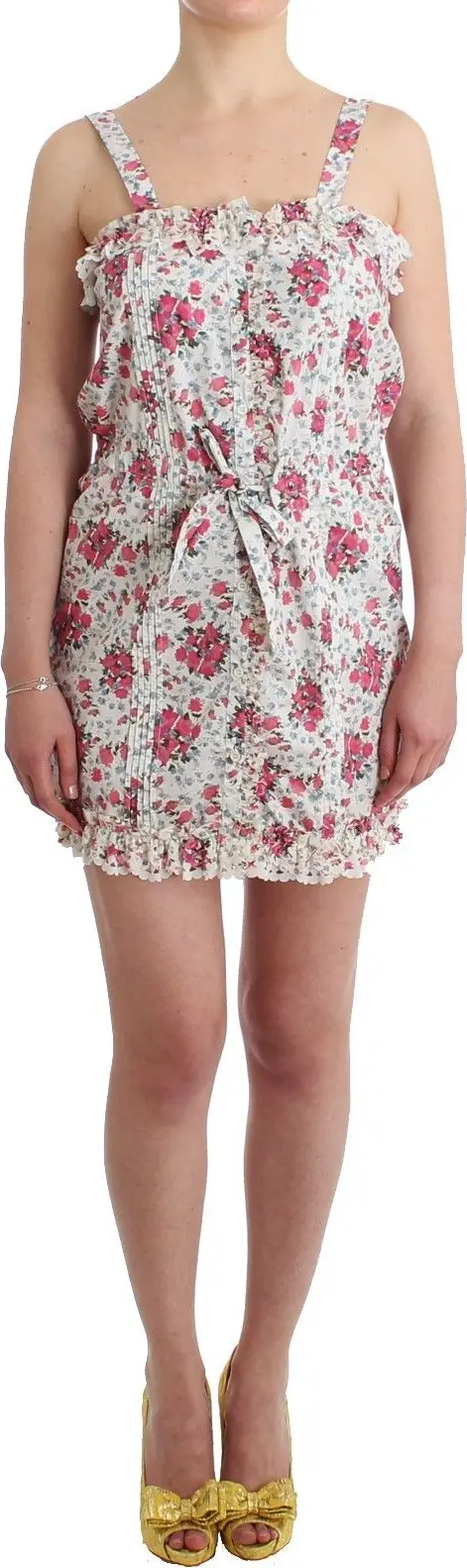 Beachwear Pink Floral Beach Mini Dress Short